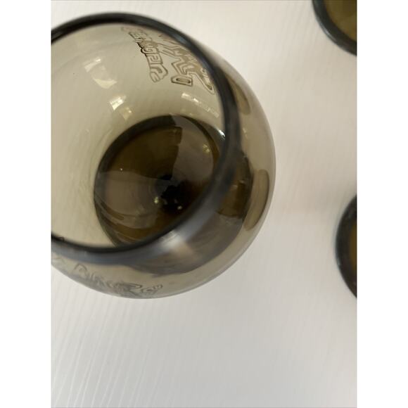 6 Vtg Smoked Smoke Glass Glasses Snifter Brandy Scotch Cognac Bar Peru Mayan - Picture 6 of 16